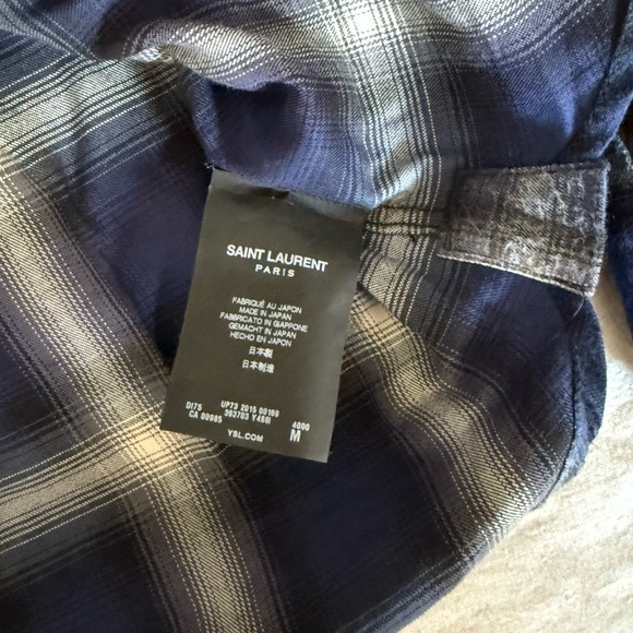 Saint Laurent Navy and White Plaid Shirt Size M - Picture 3 of 3